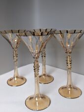 Set Of 4 Iridescent Gold Design Long Stem Champagne/ Martini  Glasses picture