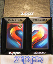 ZIPPO SWEETHEART SET Lighters LEFT & RIGHT 46154 Placed Together forms a HEART picture