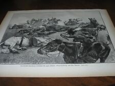 1893 Art Print ENGRAVING - COWBOYS Fight INDIAN ATTACK Native American WESTERN picture