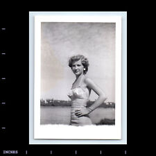Vintage Photo WOMAN IN SWIMSUIT PINUP BY LAKE picture