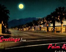 Greetings From Palm Springs, CA. 1950's Chrome Postcard Full Moon Canyon Drive  picture