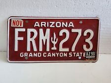 Arizona Grand Canyon State Vintage Red Metal License Plate 80-97 FRM 273 Cactus picture