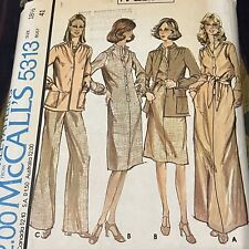 Vintage 70s McCalls 5313 Halston Jacket Dress + Pants Sewing Pattern 18.5 UNCUT picture