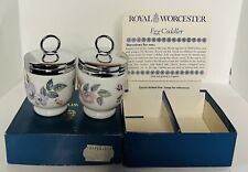 Vintage Royal Worcester, June Garland, Porcelain Egg Coddlers with Lids w/box picture