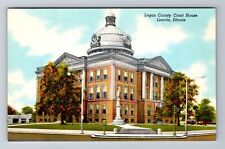 Lincoln IL-Illinois, Logan County Court House, Antique Vintage Souvenir Postcard picture