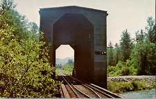 Vintage 1950's Snoqualmie River Covered Bridge North Bend Washington WA Postcard picture