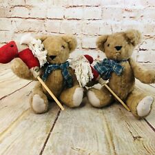 2 vtg teddy bears with sock ridding horse dolls 10