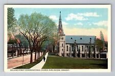 Burlington VT-Vermont, College St Congregational Church Antique Vintage Postcard picture