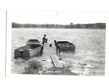c1950s Boy Fishing Boat Lake Aitkin MN Minnesota RPPC Real Photo Postcard UNP picture