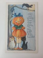 Vintage Halloween Postcard Whitney Big Head Goblin Girl Anthropomorphic Fantasy picture