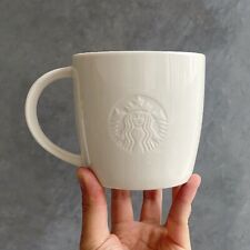Starbucks Cup Embossed Mug White Ceramic Cup Classic Starbucks Coffee Simple Cup picture