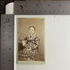 Antique CDV Photo girl in plaid dress with locket picture