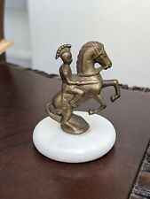 VINTAGE VTG Small Solid Brass Unicorn Horse Marble Base Paper Weight 3
