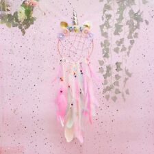 Pink Dream Catcher Purple Flower Feather Pendant Wall Hanging for Car Home horn picture