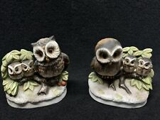 VTG Homco Pair #1298 Porcelain Owl Figurines Home Interiors 1980 picture