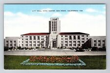 San Diego CA-California, City Hall Civic Center, Vintage Postcard picture