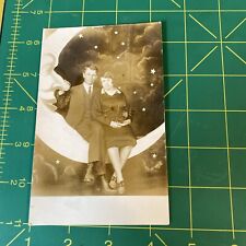 RPPC Antique 1927 Beautiful Man Woman Couple Paper Moon picture