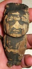 ANTIQUE 1800S -EARLY 1900S PRIMITIVE CARVED WOOD INDIAN CHIEF PIPE FRAGMENT tuvi picture