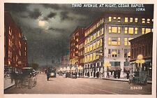 1916 Picture Postcard Of Third Ave. At Night In Cedar Rapids, Iowa. #-3459 picture