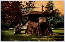 Band Stand Mammoth Cedar Stump Wright Park Tacoma Washington 1913 postcard picture