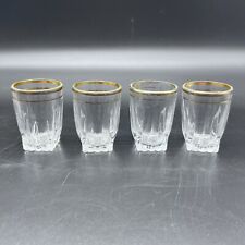 4 RARE Vintage Federal Glass Company Crystal and Gold-rimmed Shot Glasses picture