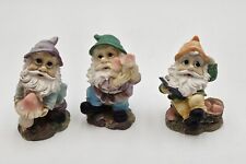 3 Vintage Gnomes Figurines With  Mushrooms &  Books,  Fantasy  picture