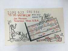 1962 QSL Ham Radio Card Cute Comic Drawing Art Dog Forklift Vehicle Topsfield MA picture