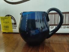 Hand Blown Glass Cobalt Blue Small Creamer Pitcher with Applied Handle 3.25