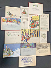 Lot of 14 Antique Art Deco 1920s - 1930s Flat Christmas Greeting Cards Ephemera picture
