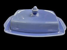 Vintage Homer Laughlin Harlequin Mauve Blue Butter Dish 1/2 lb Riviera Fiesta picture