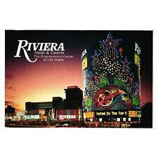 Riviera Hotel Casino Night Lights Strip Vintage Postcard Vacation Gambling Tour picture