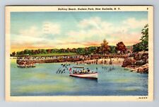 New Rochelle NY-New York, Hudson Park, Bathing Beach c1945 Vintage Postcard picture