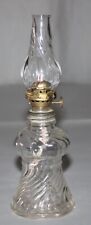 Antique Miniature Swirl Oil Lamp Blown Pressed Clear Glass 8-1/2