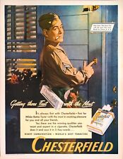 1944 Chesterfield Cigarettes Tobacco Smoking Soldier Front Door Vintage Print Ad picture