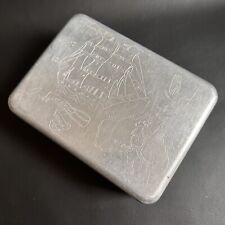 VINTAGE 1939 cWW2 ENGRAVED AIR AUSTRALIAN IMPERAIL FORCES TRENCH ART MESS TIN picture