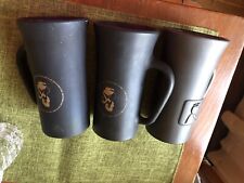 lot three 3 Playboy beer latte mugs steins gold & embossed logos black matte picture