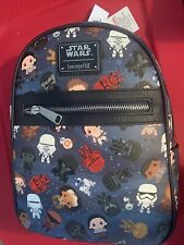 NWT Disney Parks Loungefly Backpack Star Wars Chibi Navy Blue Rise Of Skywalker picture