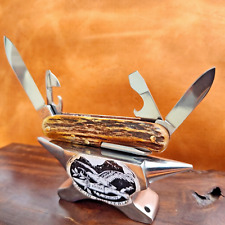 Stag Squadron Antique Elk Antler 85mm Small Tinker Victorinox Swiss Army Knife picture