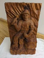 Vtg. wood carving: man with chisel. Signed E. Scola '79. picture