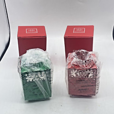 Set Of 2 Lenox Red And Green Christmas Tree Metal Votive Lantern 5