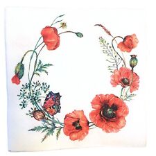 TWO Individual Paper Luncheon Decoupage Napkins ROSES POPPY Art Decorative picture