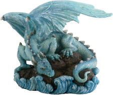 Blue Water Dragon on Rock Fantasy Figure Decoration picture
