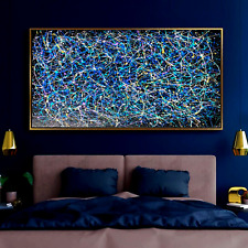 Sale Abstract Blue Turquoise 40W X 30H HANDMADE Painting Framed $1,495 Now $595 picture