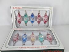 10 VTG Jewel Brite Unbreakable CHRISTMAS ORNAMENTS with BIRD by Decor in Box picture