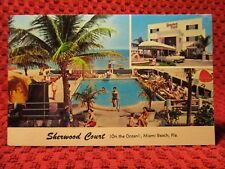1960'S CHROME. SHERWOOD COURT. MIAMI BEACH, FL. POSTCARD. K11 picture