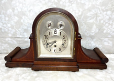 Antique Junghans 3 Wind Mantel Clock Westminster Chimes Rounded Top Case Runs? picture