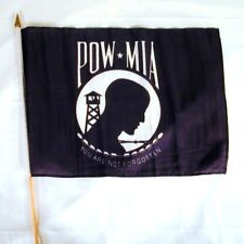 12 POW MIA 11  X 18 IN FLAGS ON STICK military flag picture