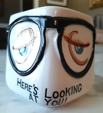 Vintage 1959 Parksmith Corp Here's Looking At You Ceramic Coffee Mug ~ Very Good picture