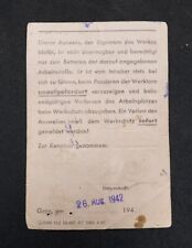 Genuine 1942  German WWII Period Ausweis ID Card Nice picture
