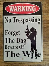 Warning Beware of the Wife Funny 8x12 Metal Wall Sign picture